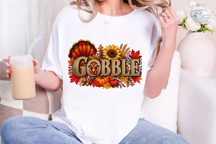 Gobble Fall Pumpkin PNG Sublimation Shir