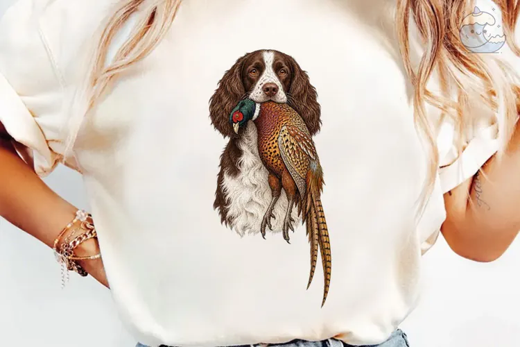 Hunting Dog with Pheasant PNG Sublimatio