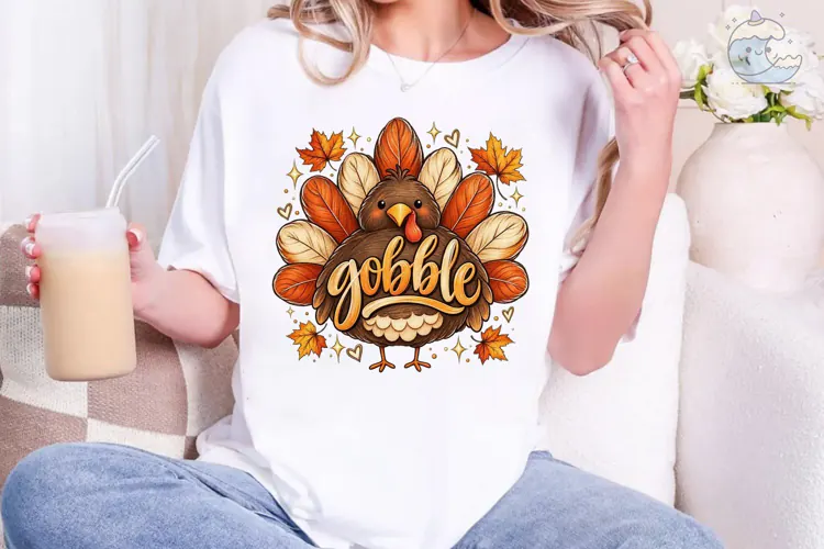 Gobble Turkey Fall PNG Sublimation Desig