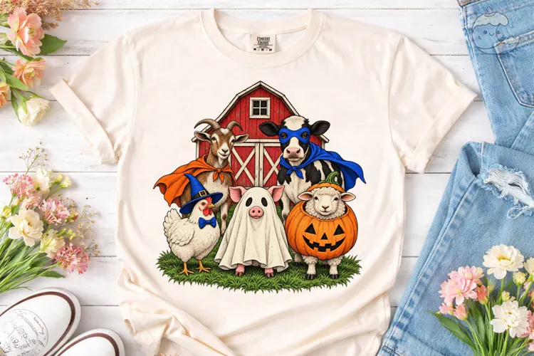 Farm Animals Halloween PNG Sublimation D