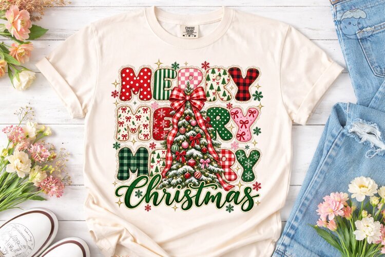 Merry Christmas PNG Sublimation Shirt De example image 1