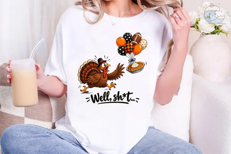 Funny Turkey Balloon PNG Sublimation Des