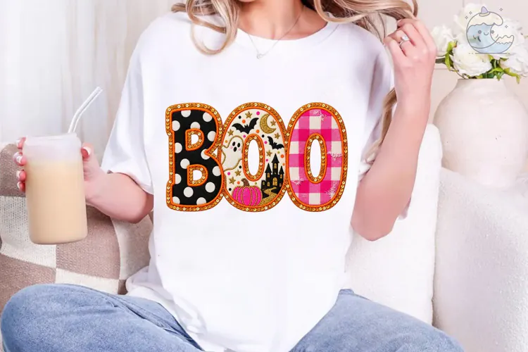 BOO Halloween Rhinestone PNG Shirt Desig