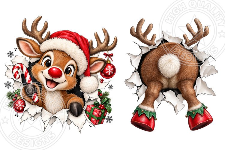 Trending Christmas Front & Back PNG, Reindeer PNG example image 1