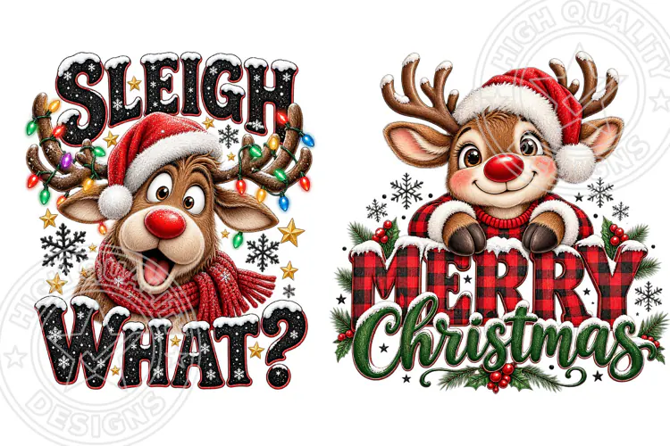 Trending Christmas Front & Back PNG, Reindeer PNG