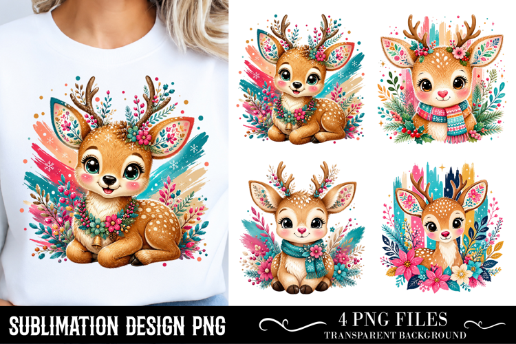 Trending Christmas PNG Brushstroke Reindeer PNG