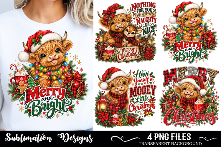 Trending Christmas PNG,Highland Cow PNG