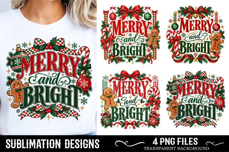 Trending Christmas PNG, Merry And Bright PNG
