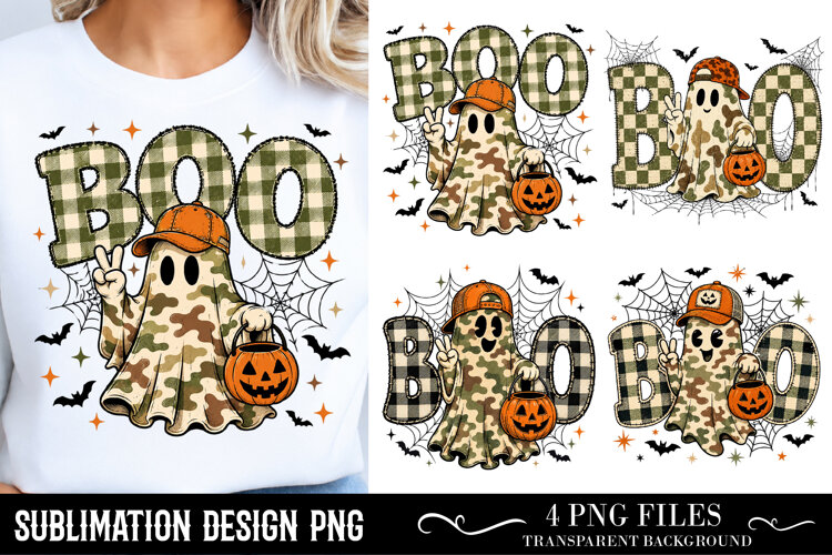Trending Halloween PNG, Camo Ghost Boo Halloween Pumpkin PNG example image 1