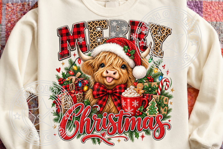 Trending Christmas PNG, Highland Cow PNG