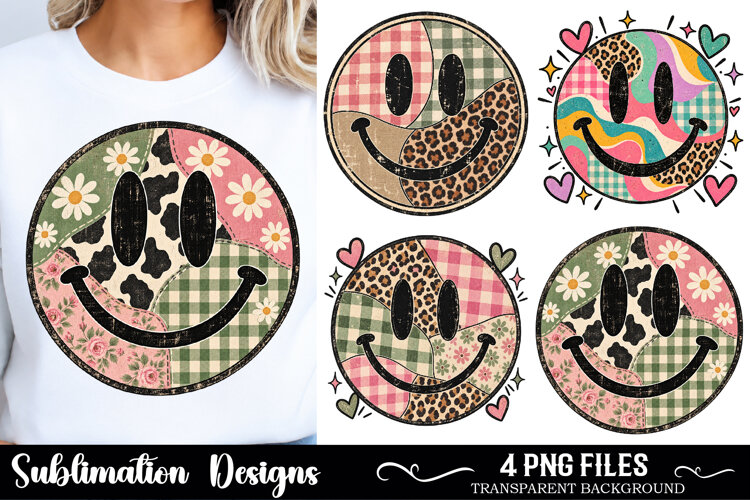Trending Sublimation PNG, Retro Smiley Face PNG example image 1