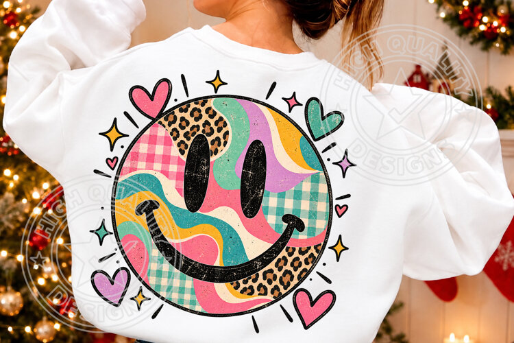 Trending Sublimation PNG, Retro Smiley Face PNG example image 1