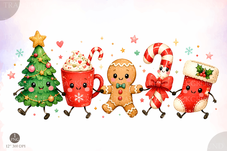 Trendy Cute Christmas Png,Doodle Xmas Sublimation Design
