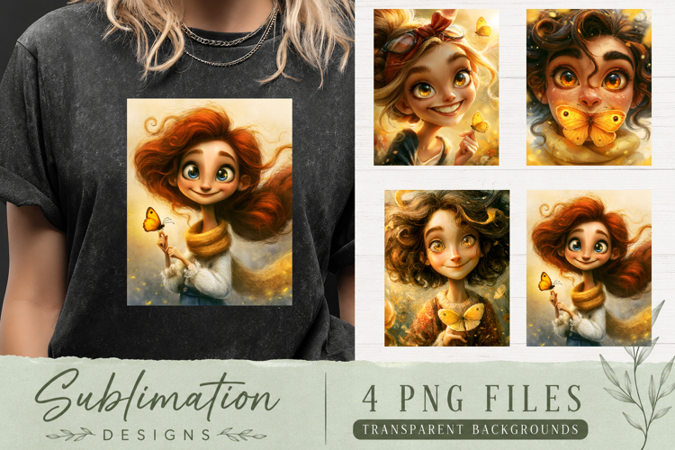 Trendy girl, Retro 4 Designs Sublimation T-shirt