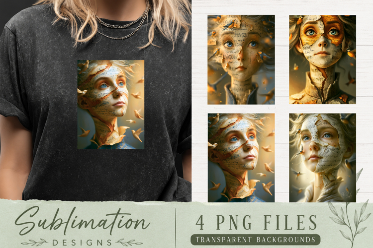 Trendy girl, Retro 4 Designs Sublimation T-shirt