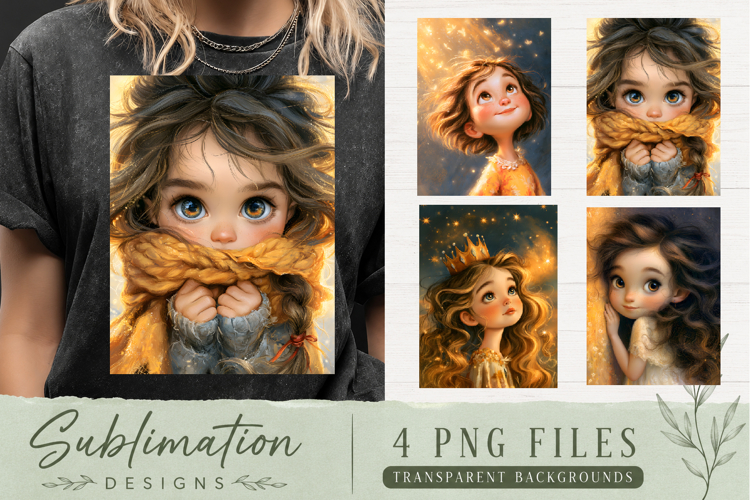 Trendy girl PNG , Retro 4 Designs Sublimation T-shirt