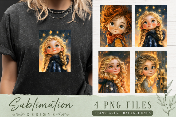 Trendy girl PNG , Retro 4 Designs Sublimation T-shirt