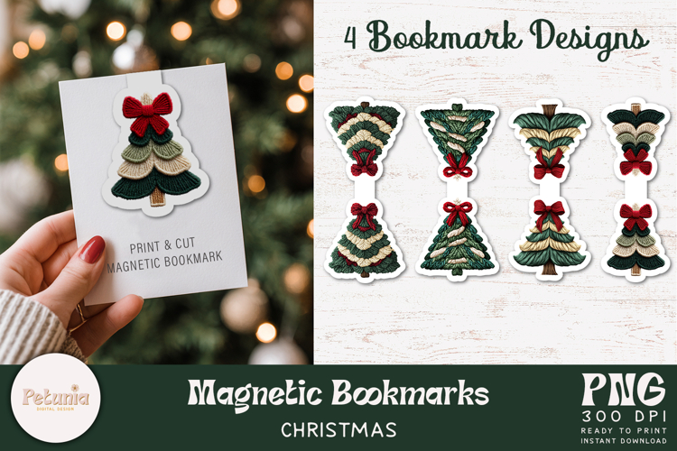 Christmas Tree Latch Hook Yarn Bookmarks | Magnetic Bookmark