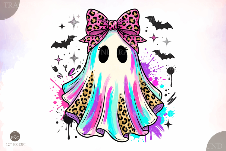 Trendy Neon Ghost Png, Retro Halloween Coquette Ghost Png