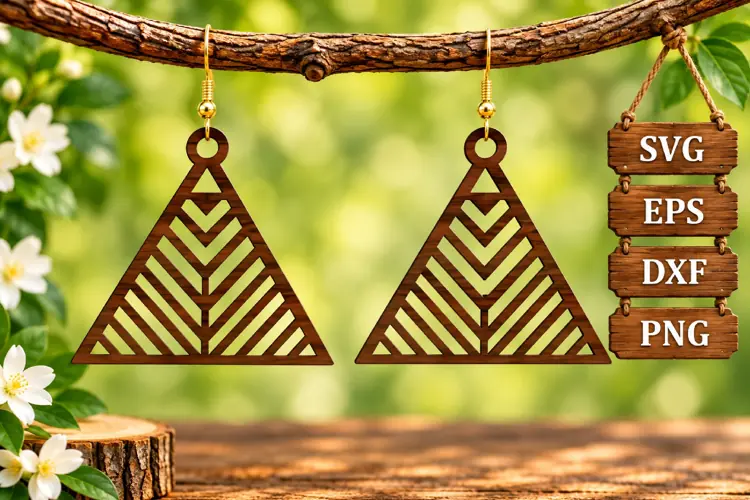 Triangle Aztec Earring Wood Laser SVG File