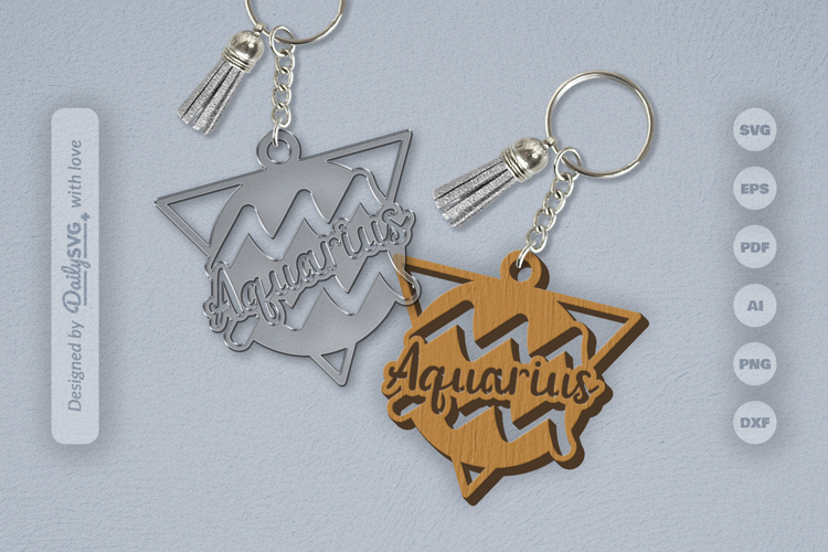 Aquarius Zodiac Keychain Laser Cut SVG
