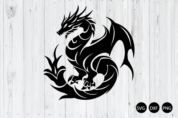 Tribal Dragon SVG, Tattoo Dragon Design SVG, Dragon SVG