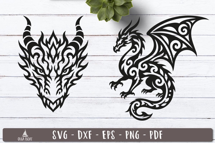 Tribal Dragon SVG Silhouette