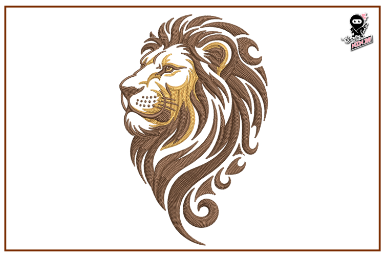 Tribal Lion Portrait Machine Embroidery Design