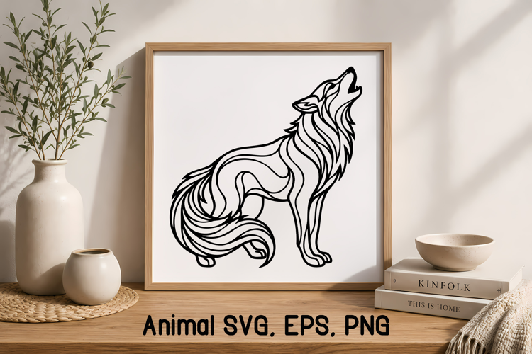 Interwoven Ribbon Animal SVG Design | Wolf Silhouette SVG