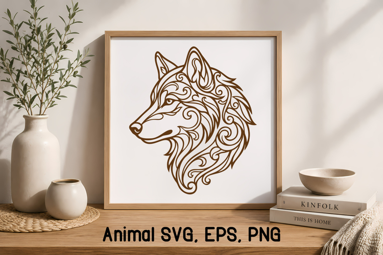 Art Nouveau Ribbon SVG Design | Wolf Silhouette SVG
