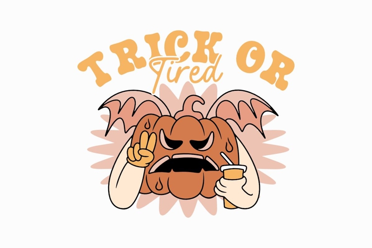 Trick Or Tired Funny Halloween T-shirt Design