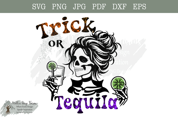 Trick or Tequila Halloween Shirt Design | Funny Tequila svg