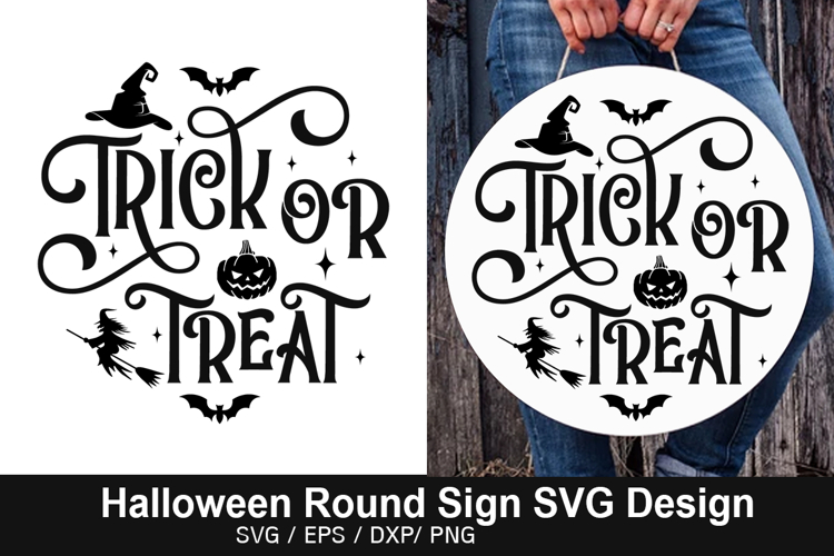 Trick or treat SVG - Halloween Round Sign