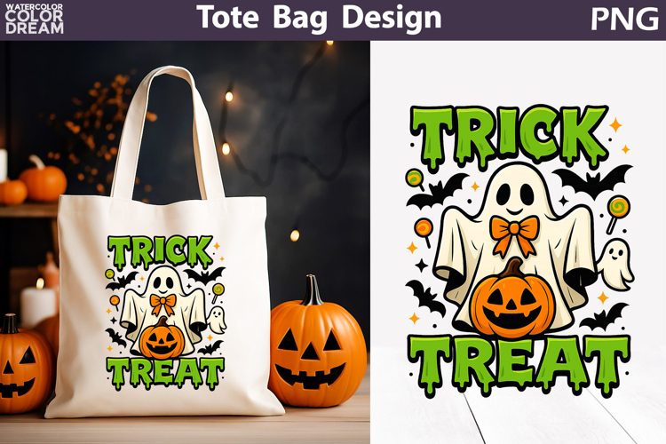 Trick or Treat Tote Bag | Cute Ghost Halloween Print
