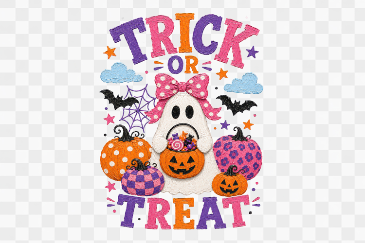 Trick or Treat Cute Ghost Halloween PNG Design