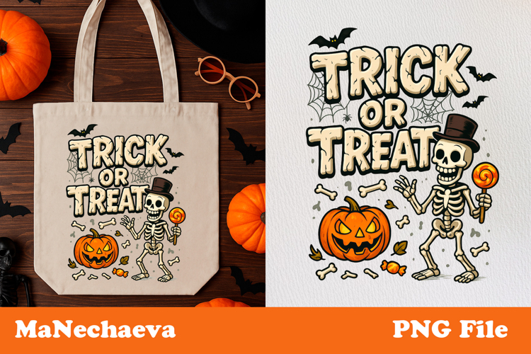 Funny Trick or Treat Skeleton | Halloween Bag Sublimation