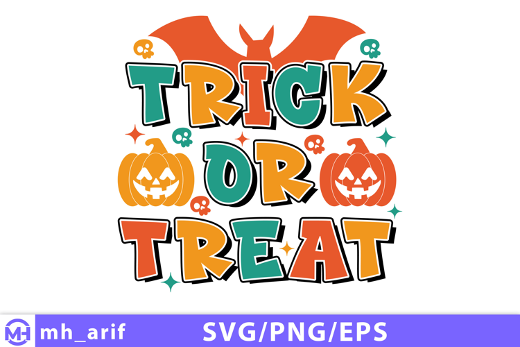 Retro Halloween Trick or Treat SVG PNG T-shirt Design