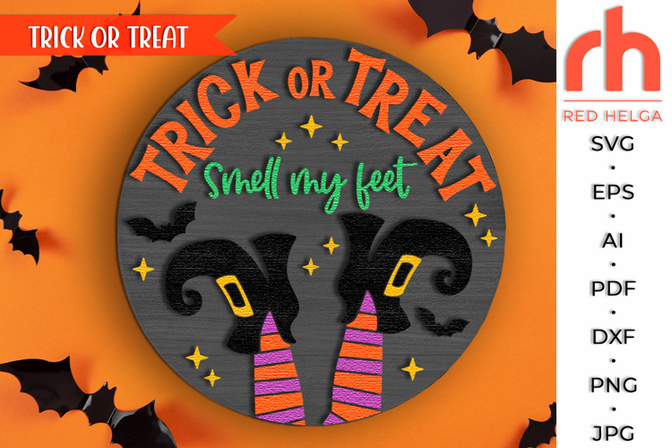 Trick or Treat SVG, Halloween Door Sign DXF, Witch’s Legs