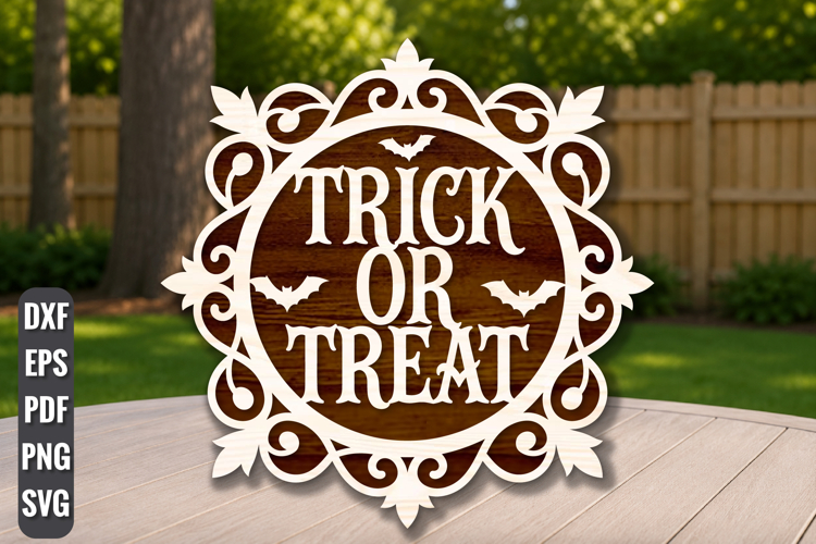 Trick or Treat Halloween Door Hanger SVG