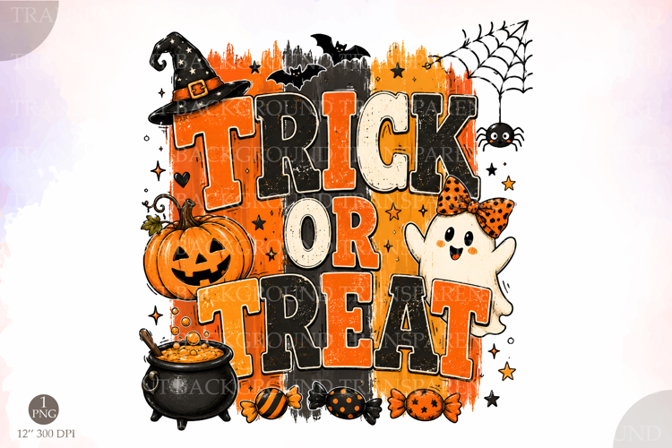 Trick or Treat Halloween PNG,Cute Ghost Pumpkin PNG