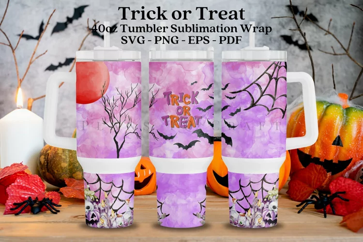 Trick or Treat Halloween 40oz Tumbler Sublimation Wrap