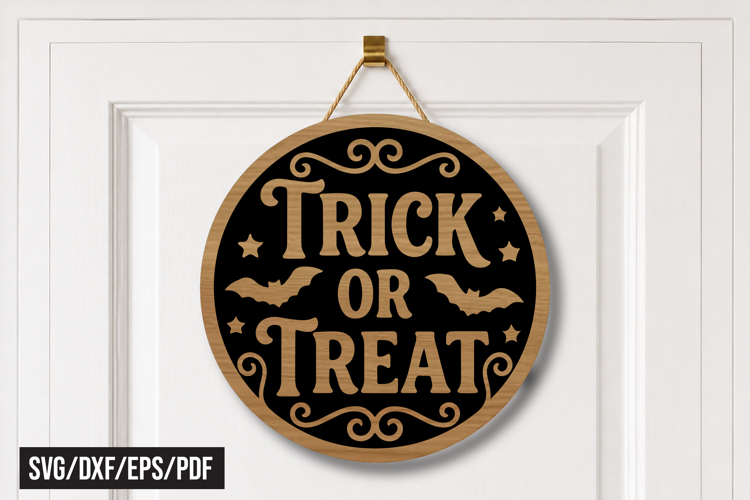 Trick or Treat Round Door Hanger Laser Cut
