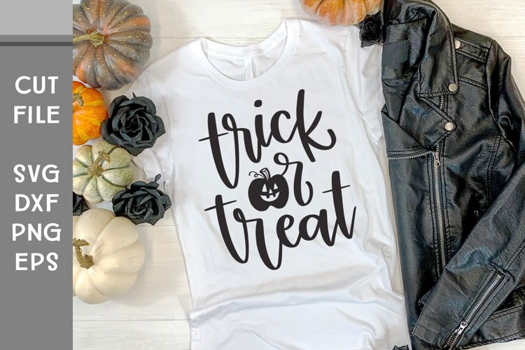 Trick or Treat, Hand Lettered Halloween with pumpkin SVG