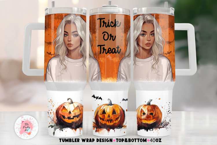 Halloween Night Trick Or Treat 40 oz Tumbler Wrap