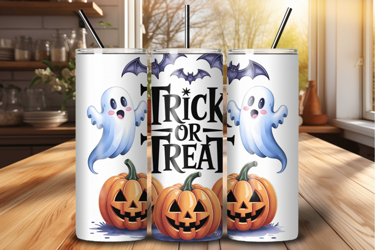 Trick or Treat Halloween Ghost 20 oz Tumbler Wrap PNG