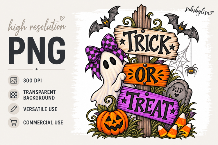 Cute Halloween Sign | Trick or Treat PNG