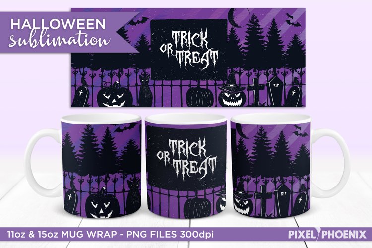 Trick or Treat Halloween Sublimation Wrap for mugs in purple