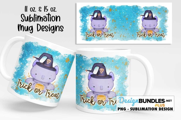 Halloween Mug Sublimation | Trick or Treat Bat Mug Design