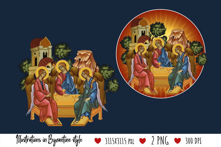 Holy Trinity Illustration in Byzantine Style
