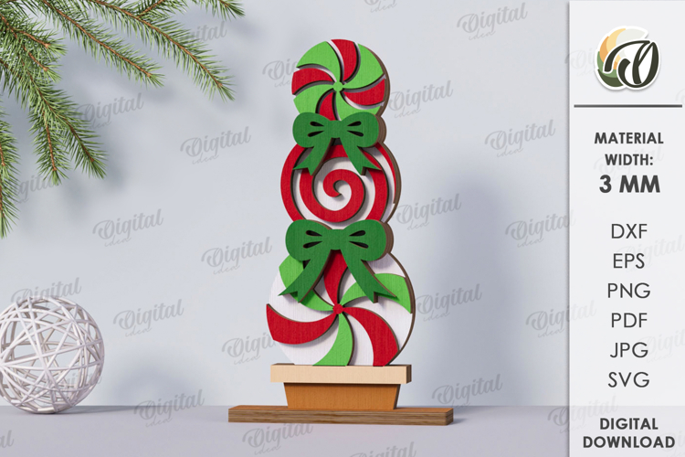 Triple Christmas Stand Laser Cut. Christmas Decor SVG